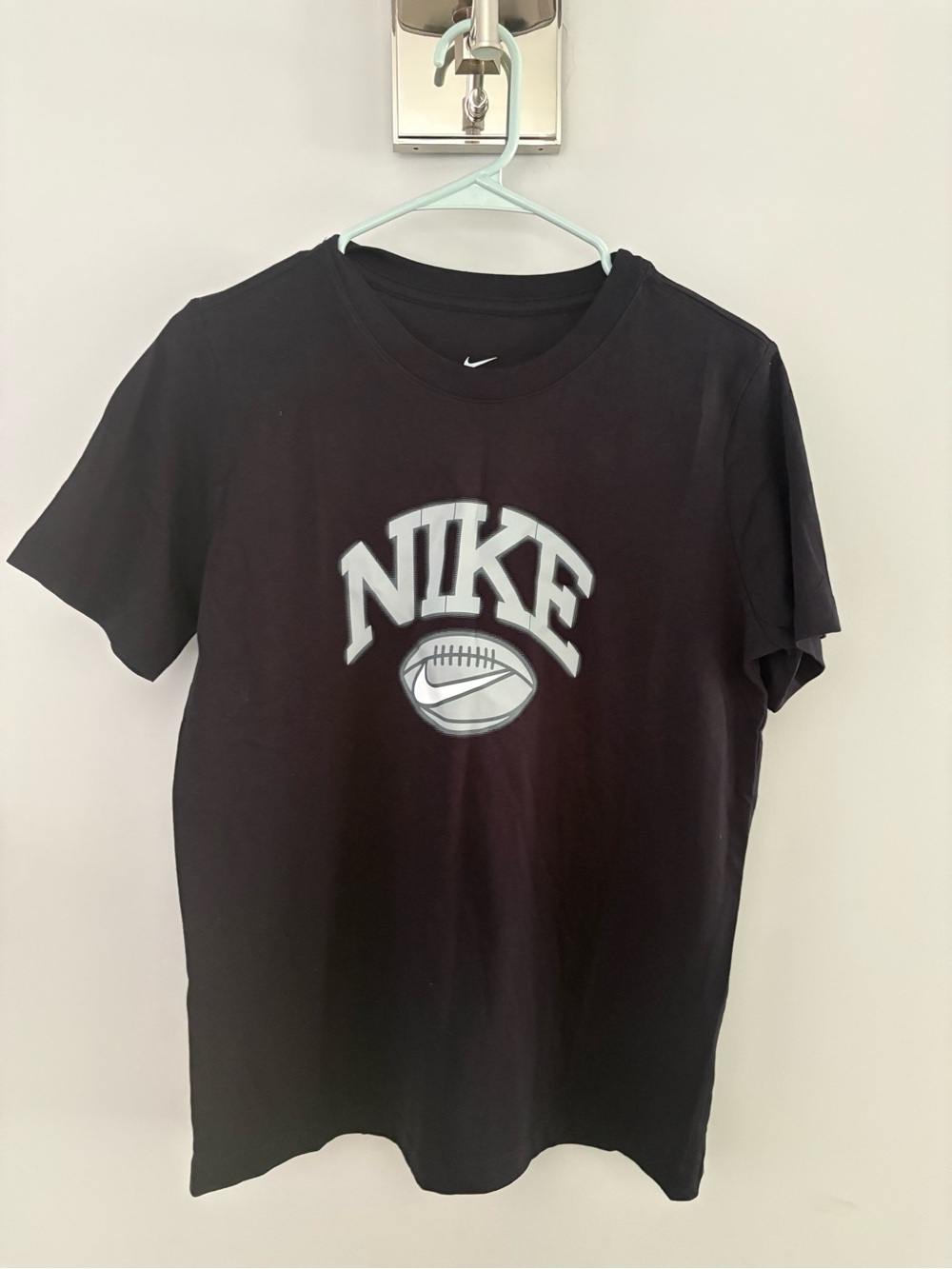 Nike Black Tee with White Football Logo